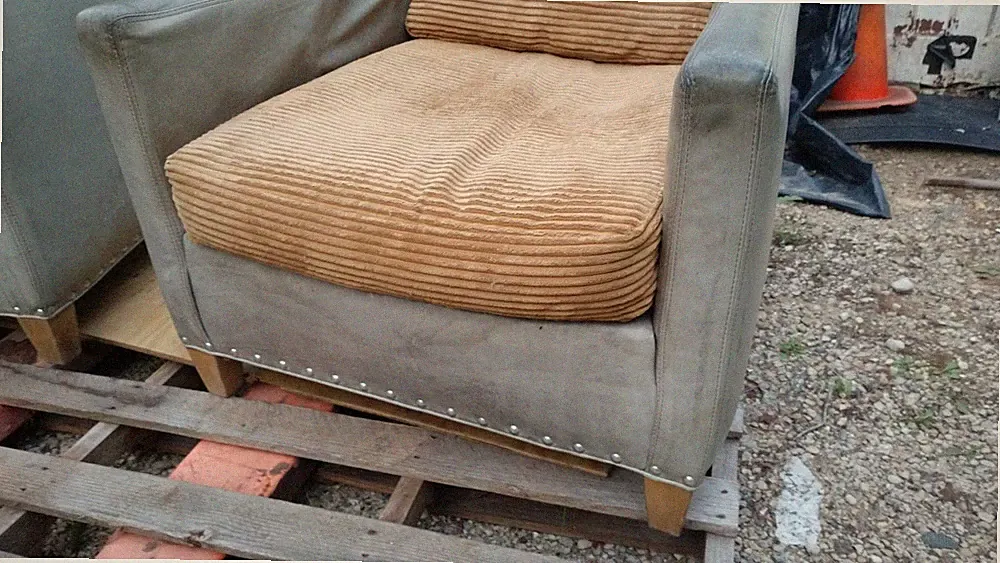 2 Pewter FULL Leather Armchair Club Lounge Theater CHAIRS by LEE INDUSTRIES