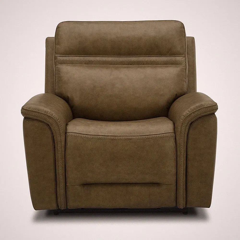 Cooper Swivel Glide Power Recliner, Power Headrest, Lumbar in Camel Leather