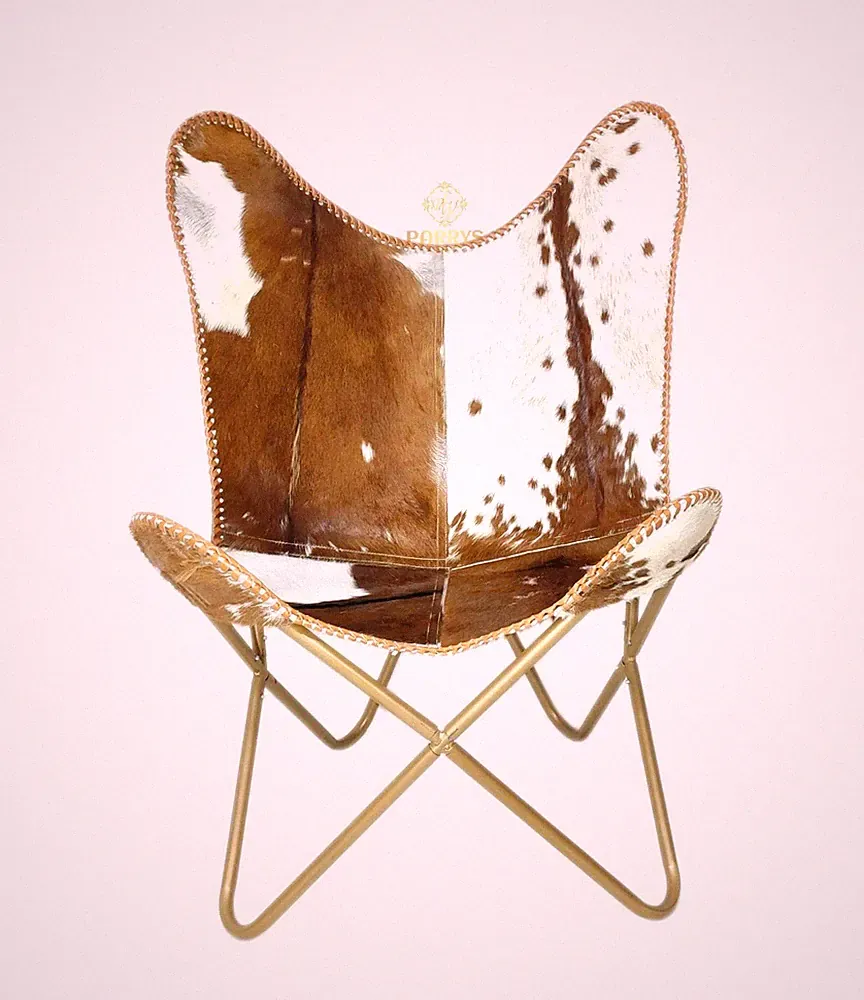 Cowhide Leather Butterfly Lounge Chair Genuine Accent Chair Modern Home & Office