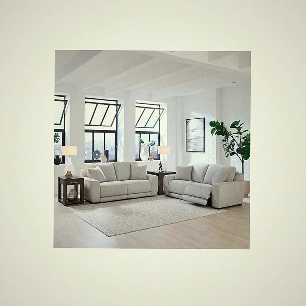 Liberty Furniture Blake Sofa & Loveseat Power Reclining Set - Smoke Gray Fabric