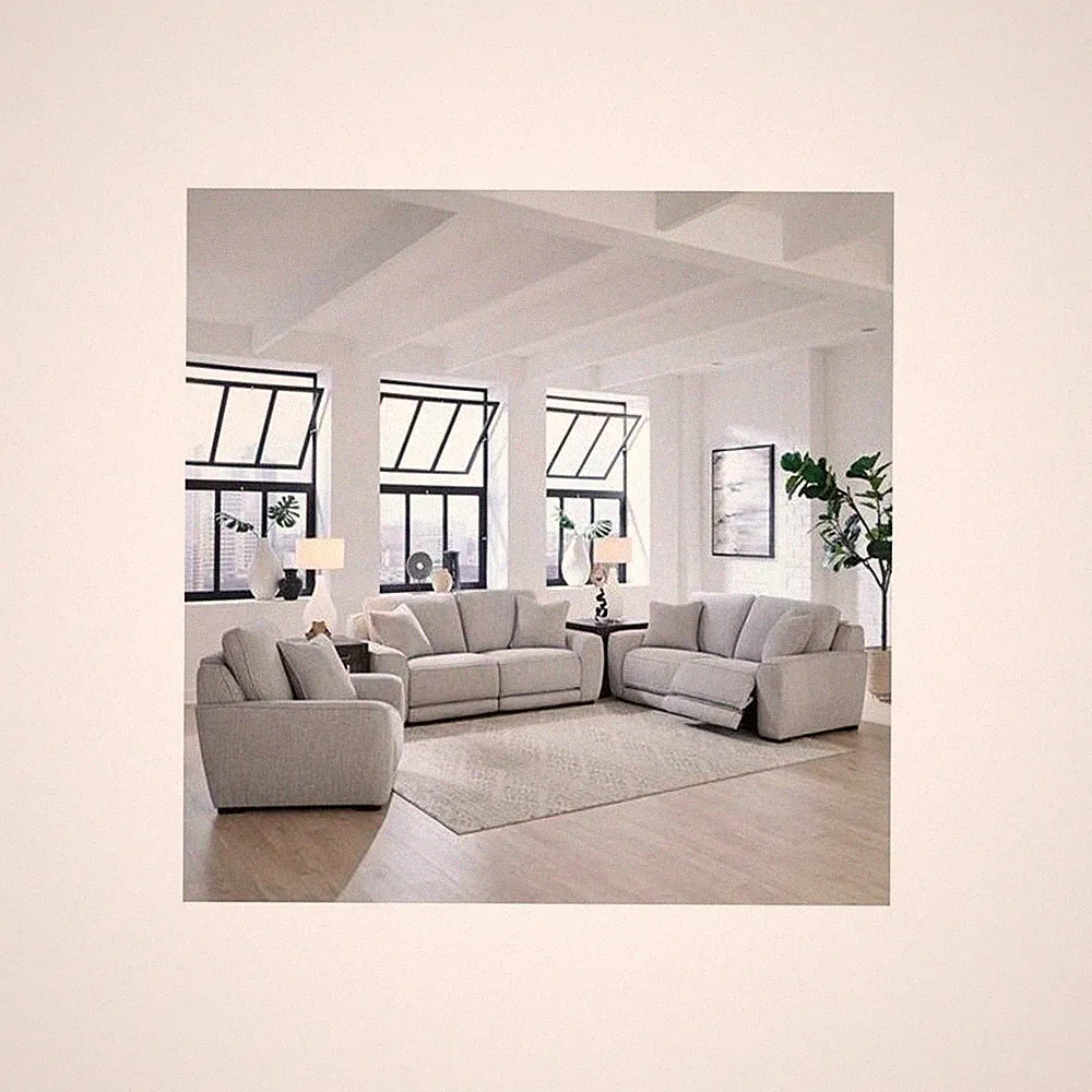 Liberty Furniture Blake Sofa Loveseat & Recliner Power Set - Smoke Gray Fabric