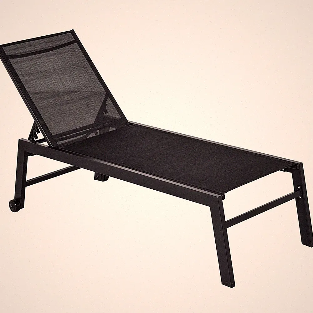 Lounge Chair with 5-Position Recline 220lb Capacity Steel Frame Black