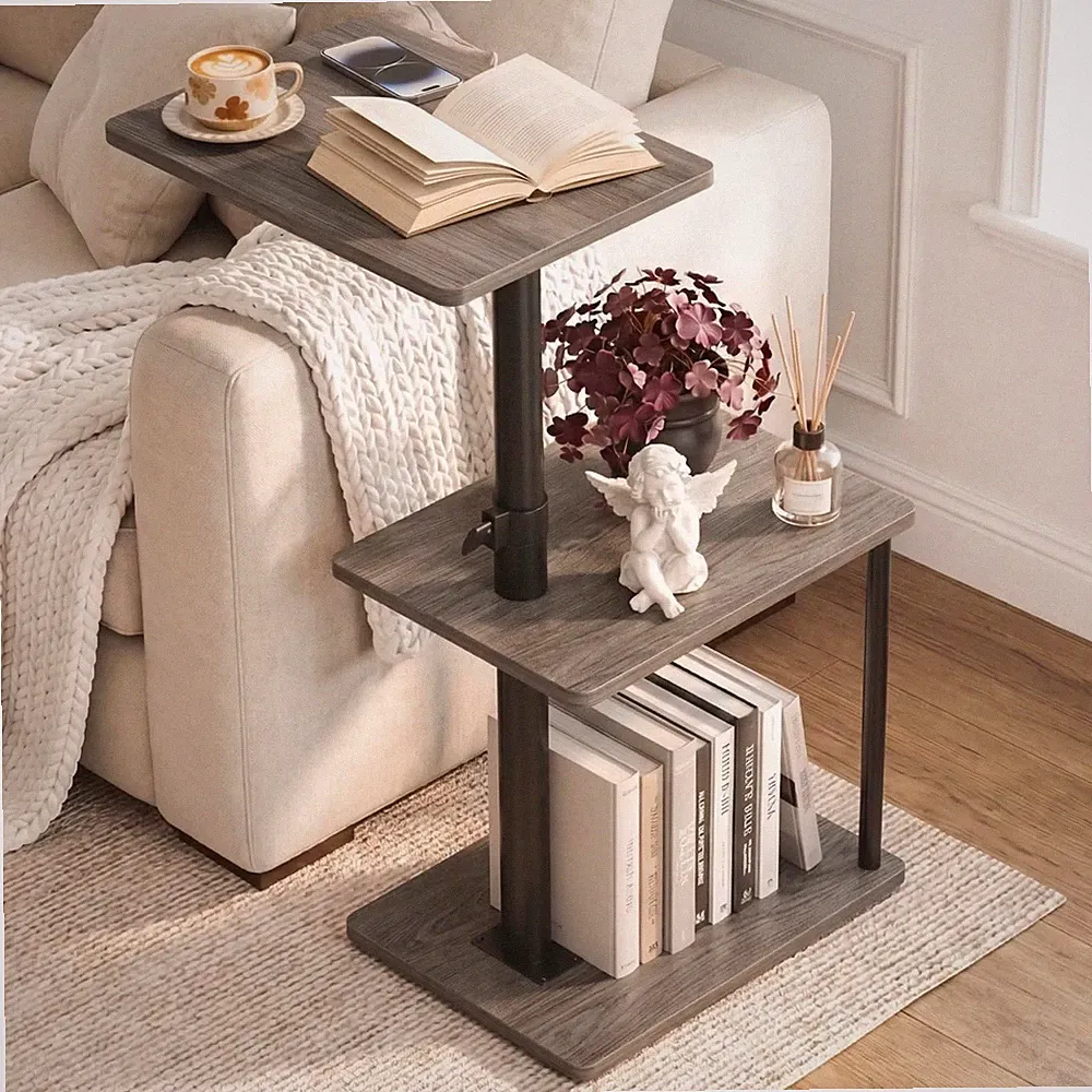 Swivel Side Table for Couch Arm, Height Adjustable C Table for Recliner or Be...
