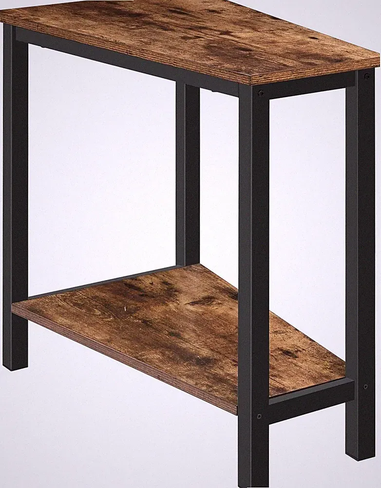 Wedge End Table Recliner Wedge Side Table W/ Storage Industrial Triangle Accent