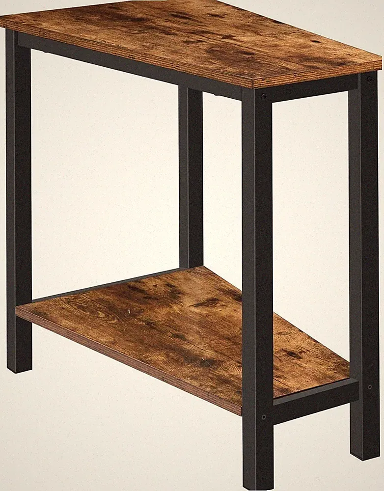 Wedge End Table Recliner Wedge Side Table with Storage Industrial Accent Corner