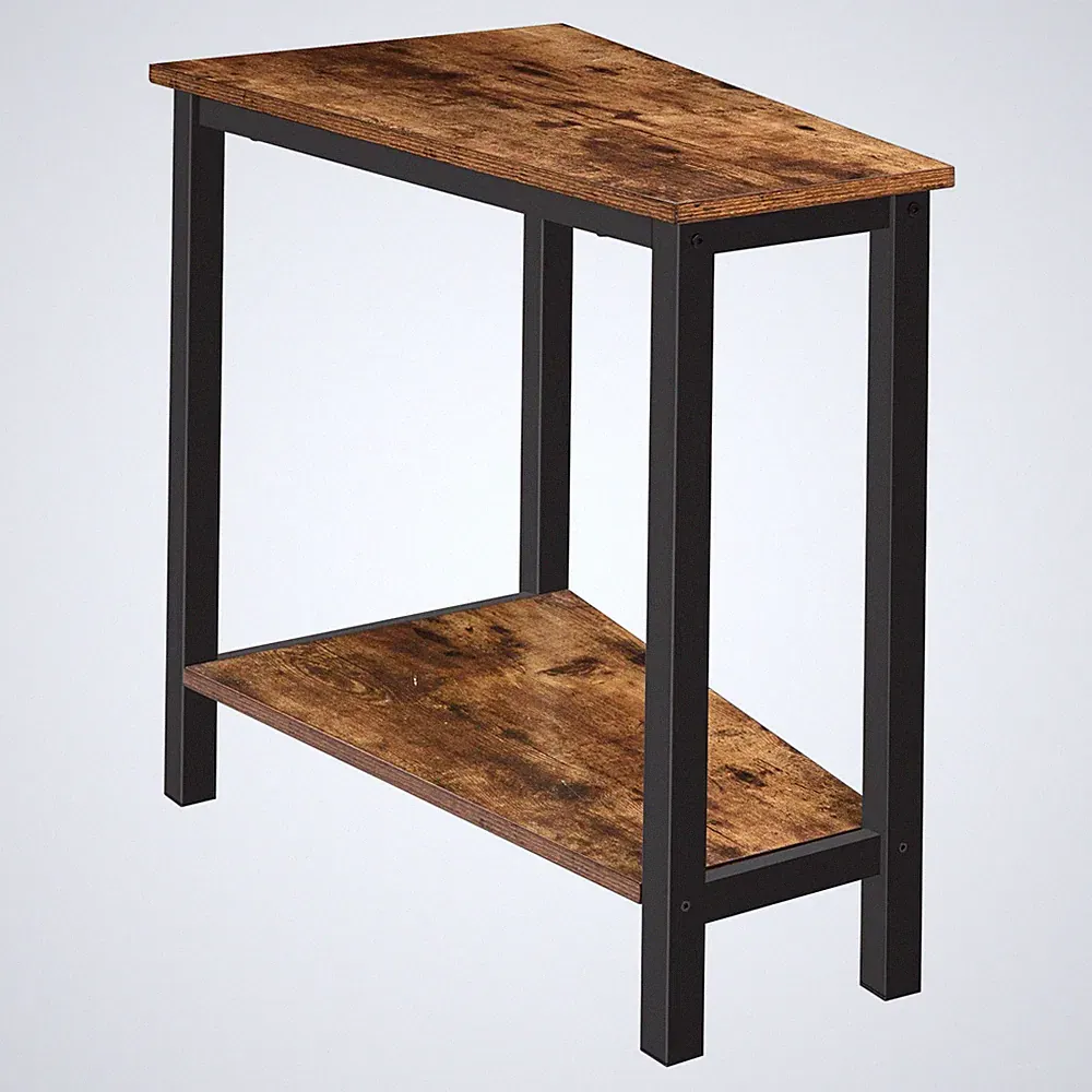 Wedge End Table, Recliner Wedge Side Table with Storage, Industrial Triangle...